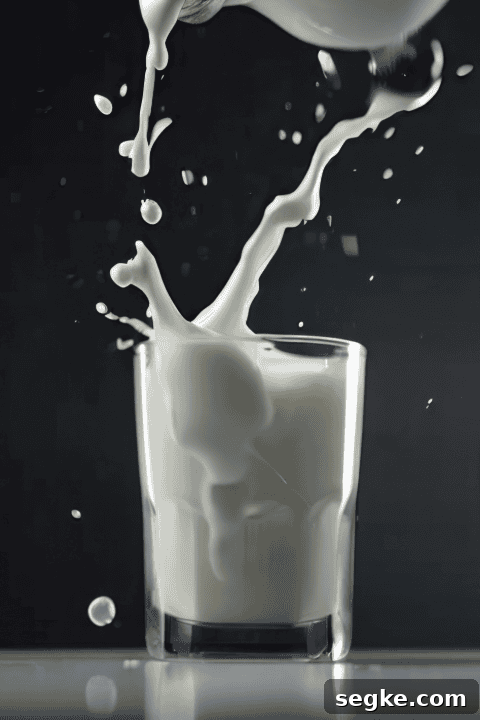 Milk splashing out of a glass