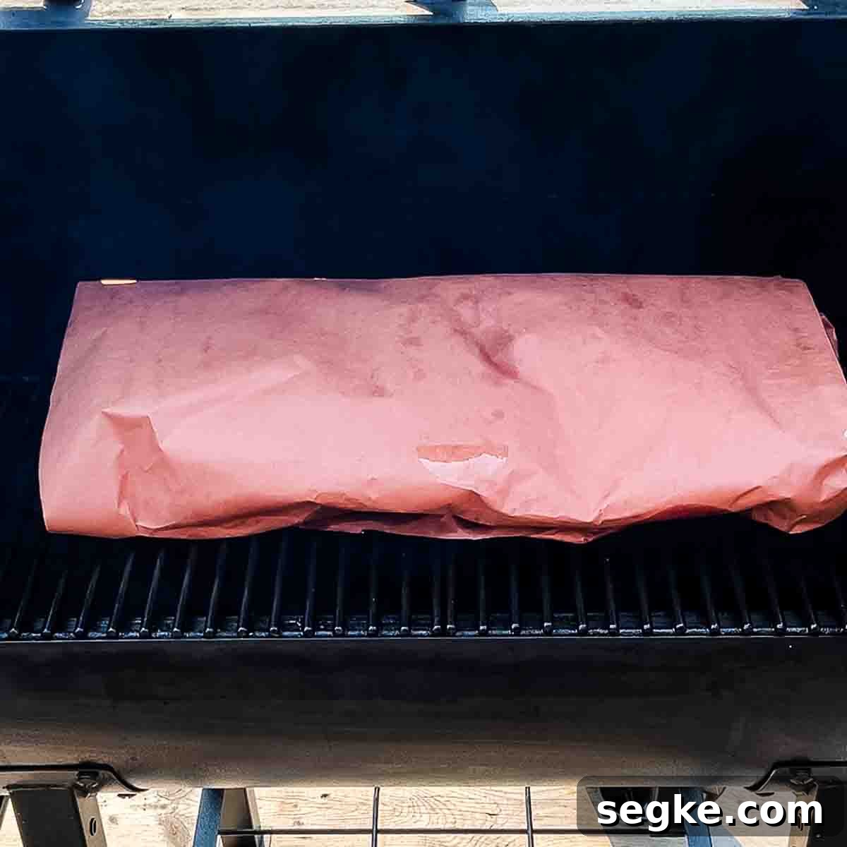 How to Smoke Beef Back Ribs on a Pellet Grill 12 The wrapped ribs on the pellet grill.