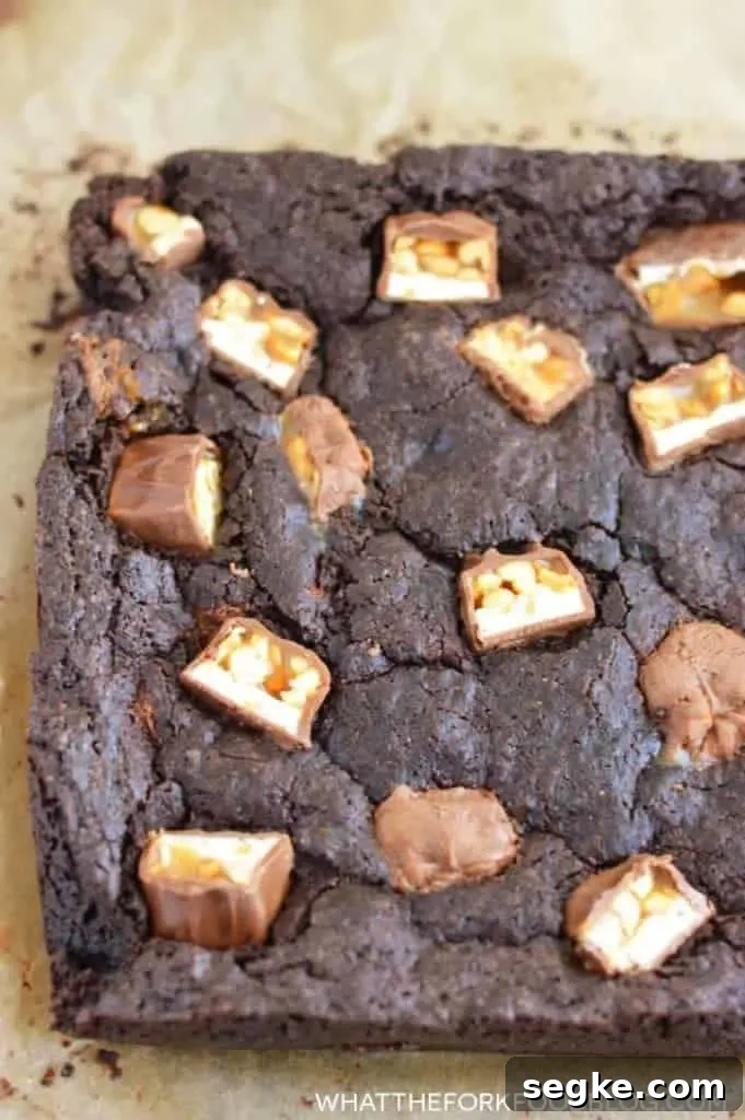 Gluten-Free Snickers Brownies Recipe 2 Snickers Brownies from What The Fork Food Blog | whattheforkfoodblog.com