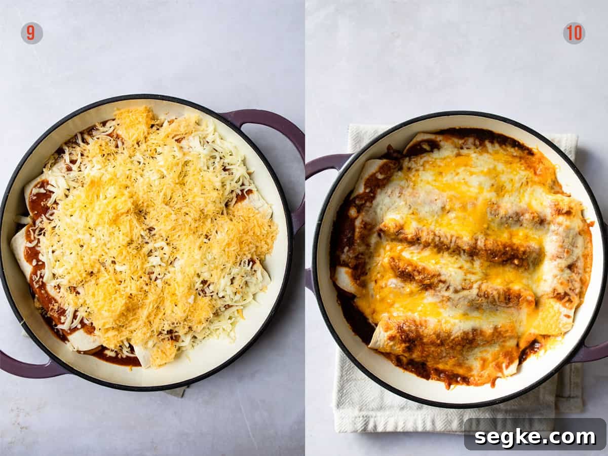 Cheesy enchiladas fresh from the oven.