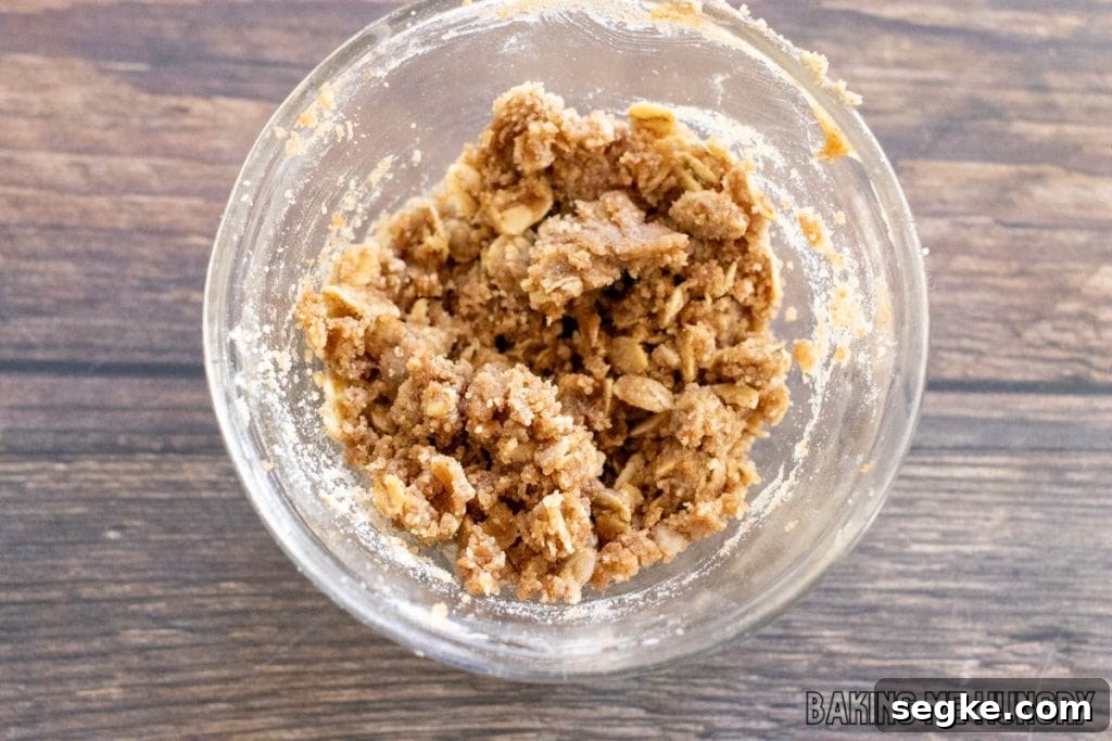Individual Apple Crumble Recipe for One 5 crumb topping in small bowl
