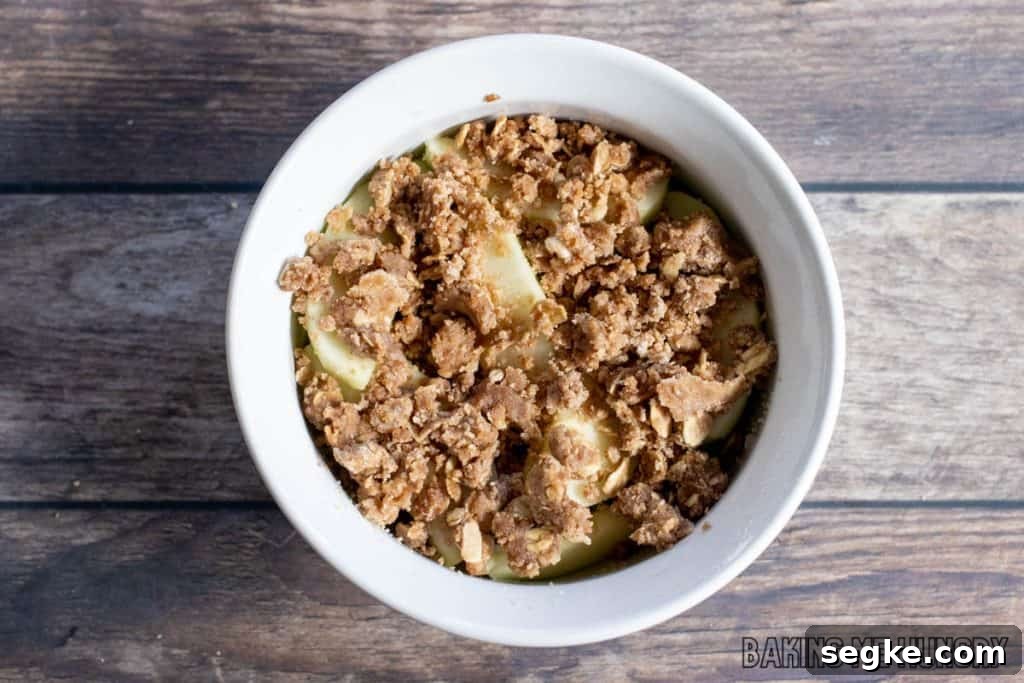 Individual Apple Crumble Recipe for One 6 crumb topping added