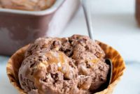 No-Churn Chocolate Ice Cream with Salted Caramel and Hazelnuts