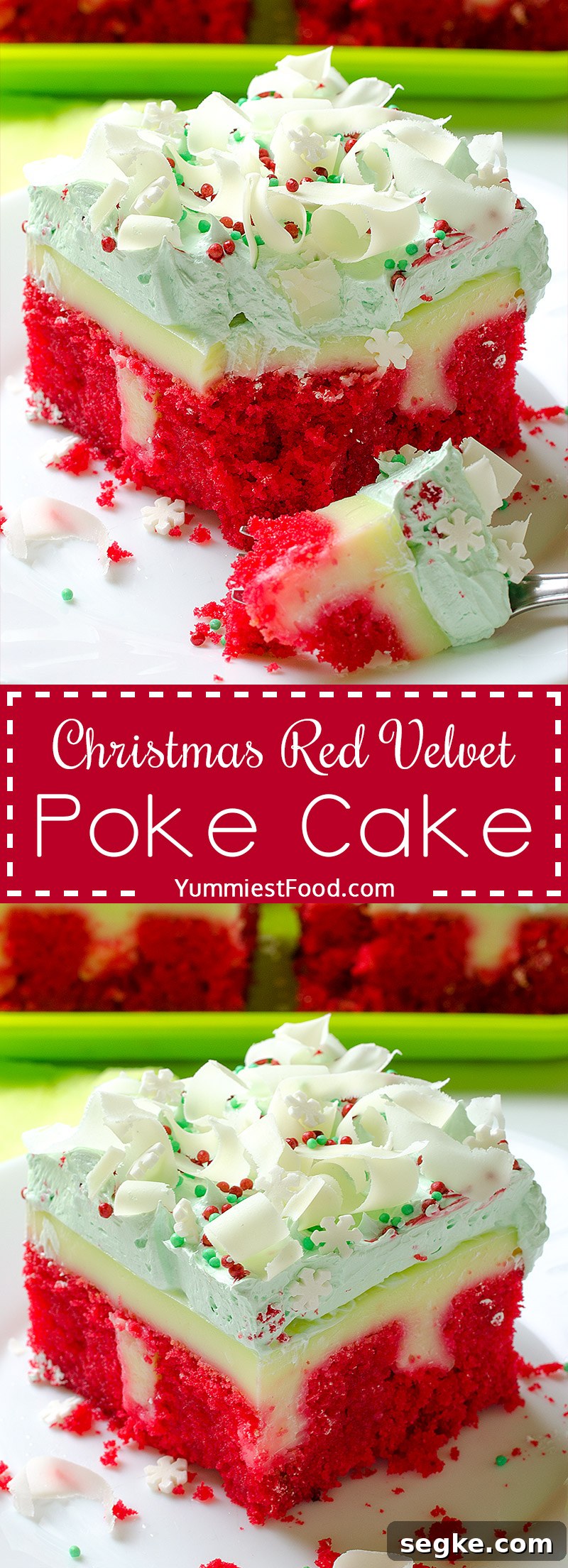 Christmas Red Velvet Poke Cake Recipe 10 Christmas Red Velvet Poke Cake Recipe - very tasty, rich and moist! A taste of Christmas in every bite of this delicious Poke Cake