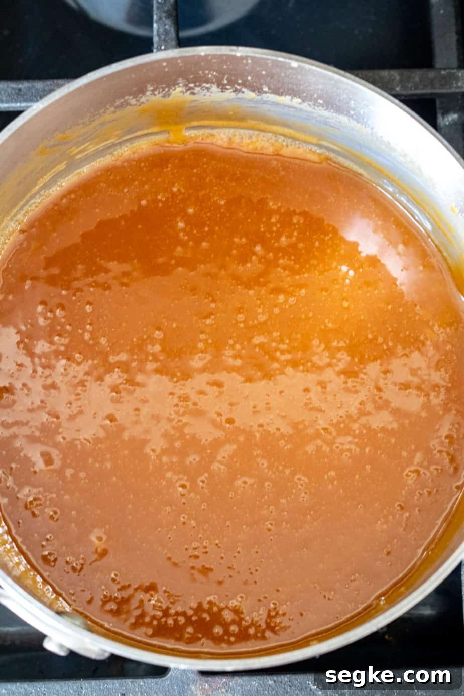 homemade caramel in saucepan