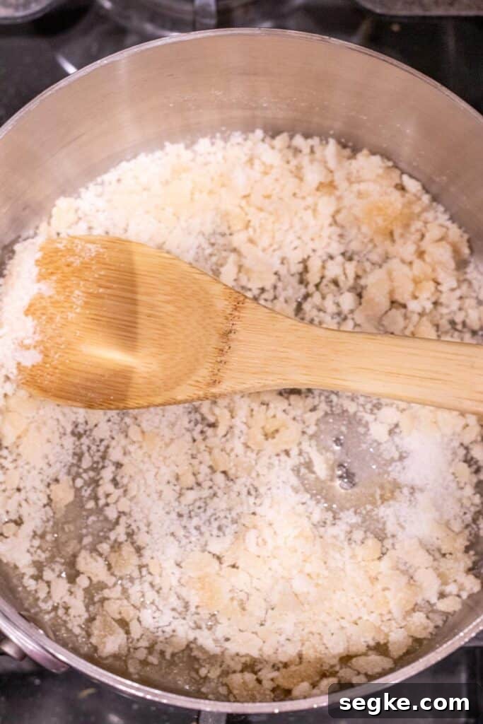 sugar melting in saucepan
