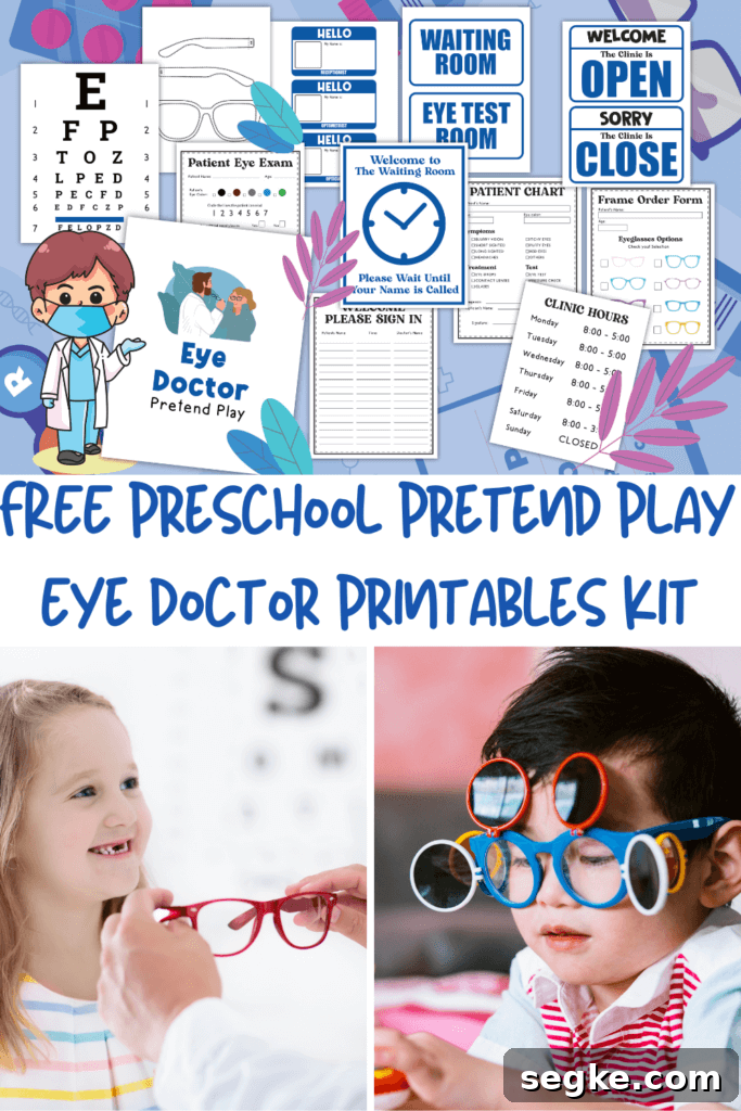 Free Eye Doctor Pretend Play Printables for Preschoolers 2 Pretend play eye doctor printable set