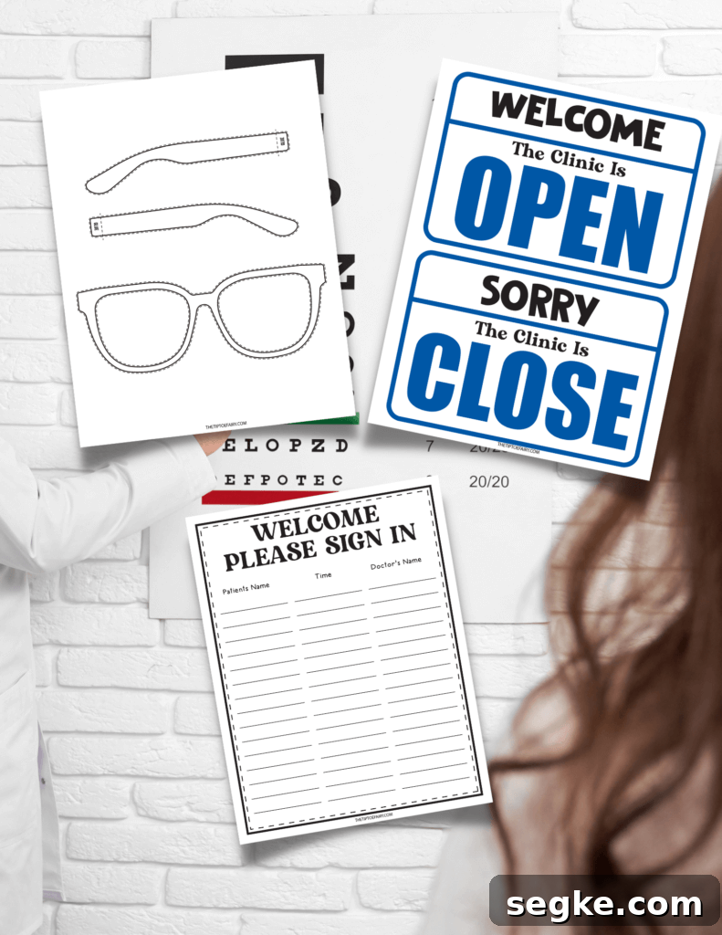 Free Eye Doctor Pretend Play Printables for Preschoolers 3 Materials for eye doctor pretend play