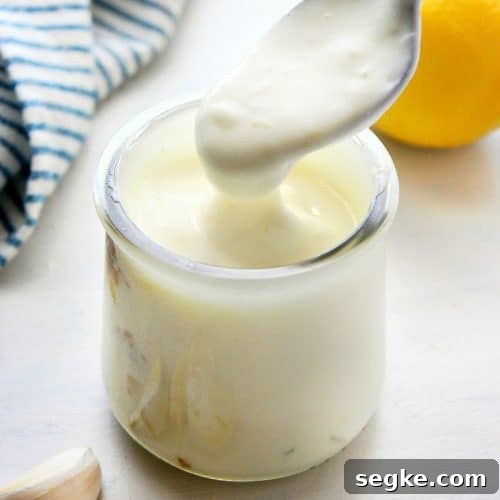Garlic aioli in a jar.
