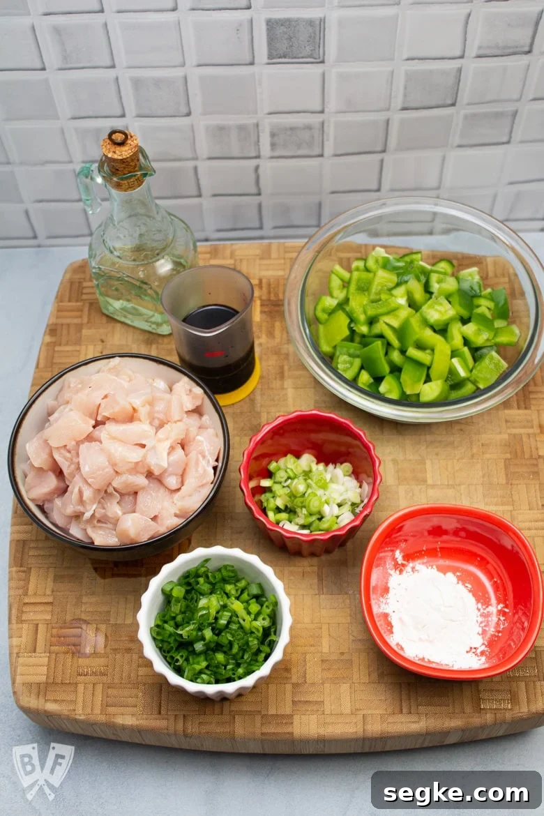 Soy-Ginger Chicken and Bell Pepper Stir-Fry 3 Ingredients for chicken and bell pepper stir-fry recipe.